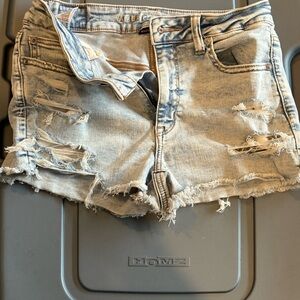 American Eagle Outfitters Distressed Light Wash Denim Cutoff Shorts